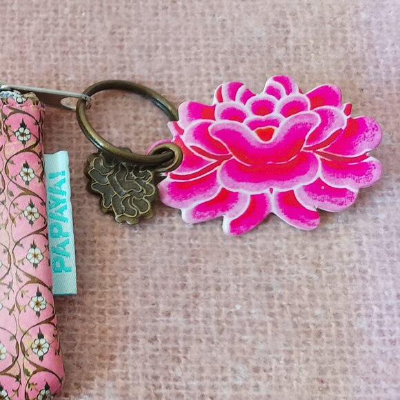 Papaya Art Zippered Coin Purse w/Key Ring, Leopard Design, Boho Chic, NWT - Picture 3 of 6